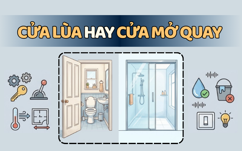 Cửa lùa hay cửa mở quay cho phòng tắm nhỏ: chọn sai là bất tiện cả đời